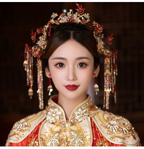 Xiuhe headdress bridal hair accessories wedding Chinese phoenix crown side clip ancient wedding accessories for women
